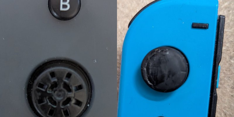 Abgenutzter Joy-Con-Stick ohne Gummi