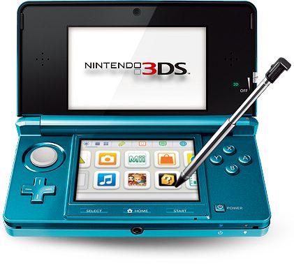 Aufgeklappter Nintendo 3DS mit Homescreen