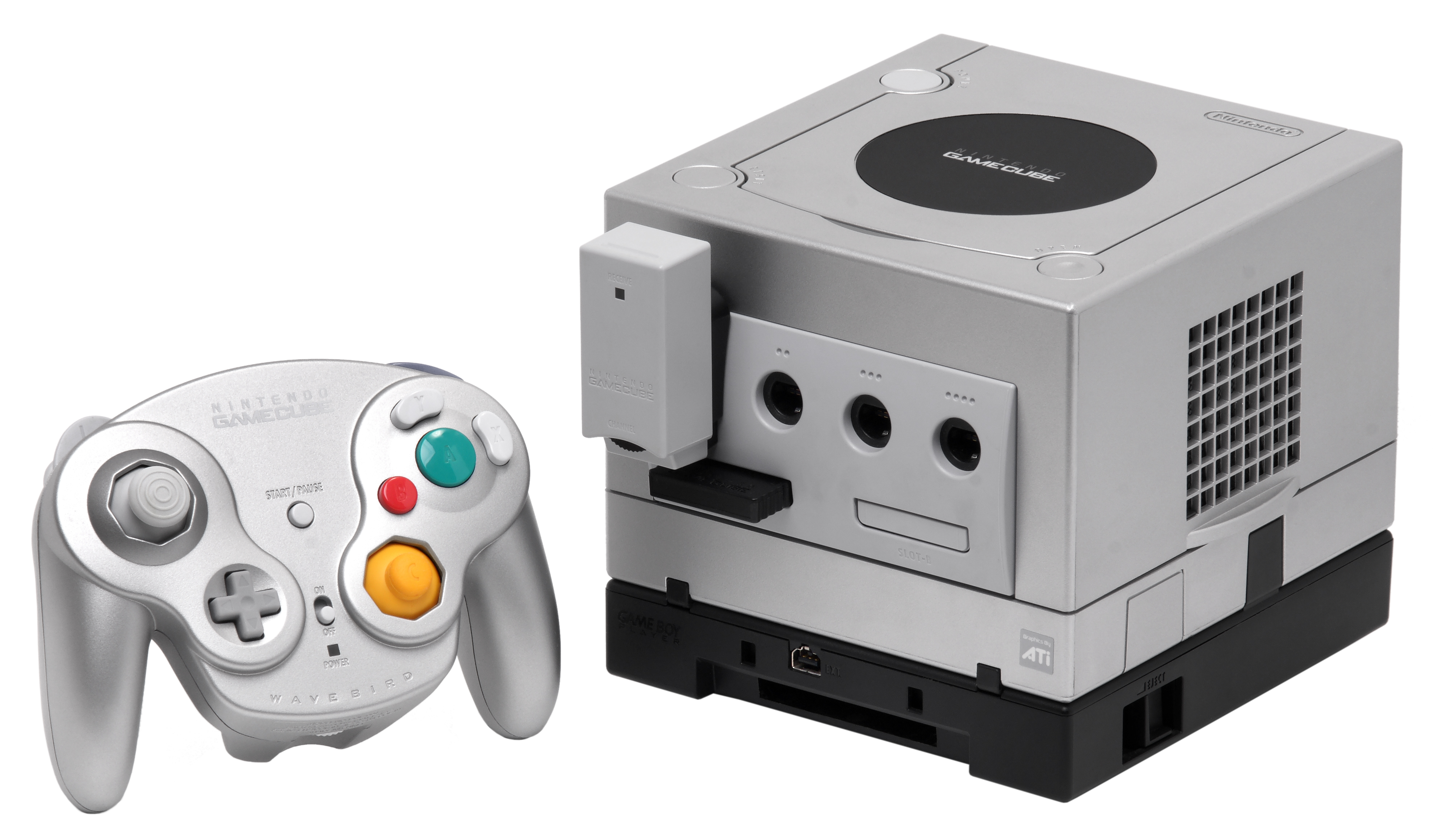 Nintendo GameCube (Silber/Platinum) mit Controller