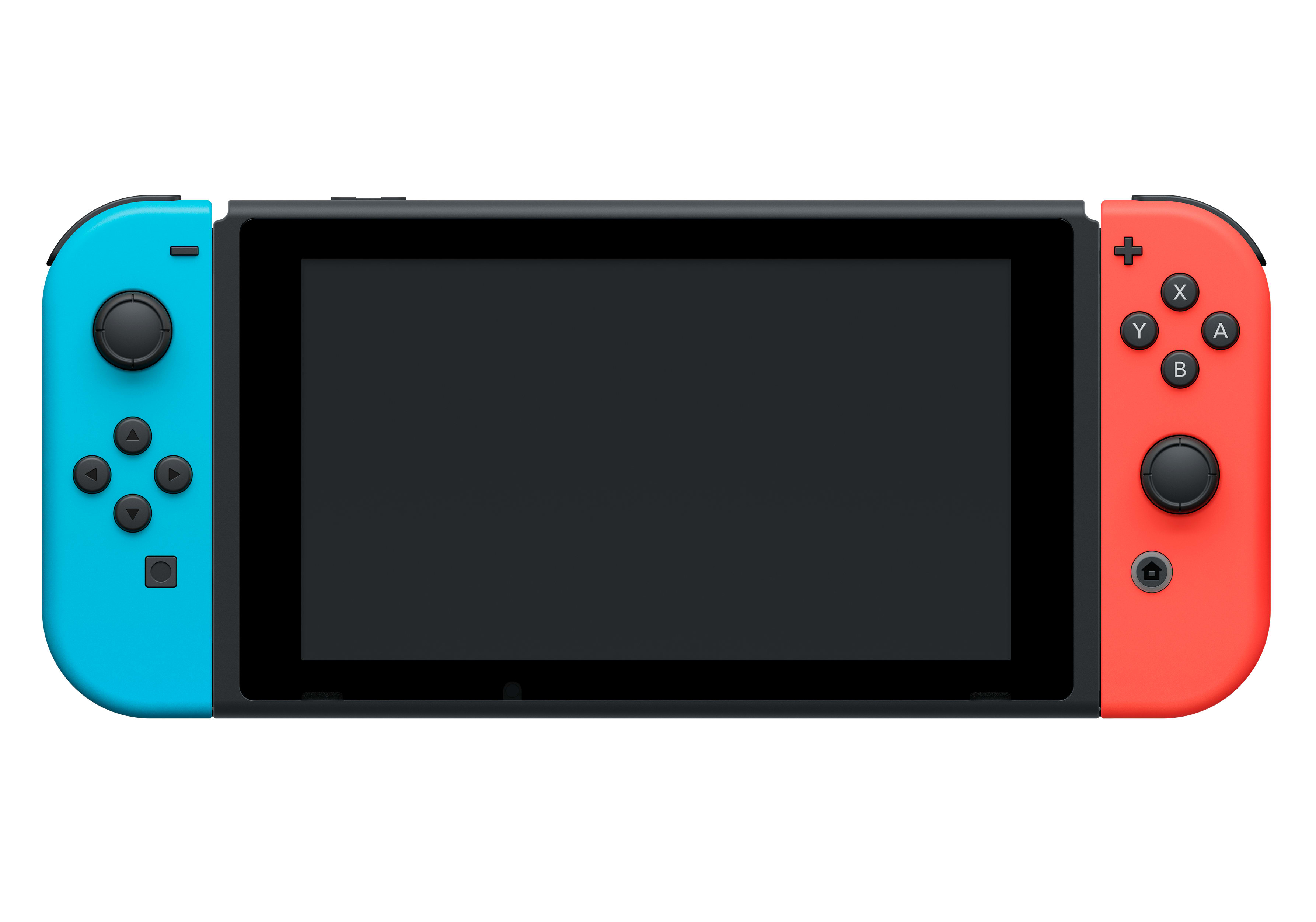 Nintendo Switch mit angesteckten Joy-Con und Analog-Sticks